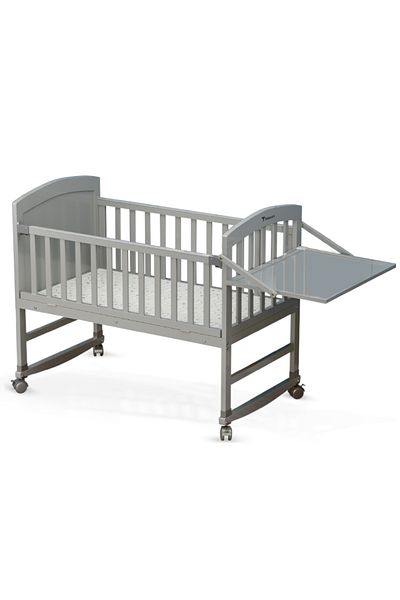 TEKNUM 7 in 1 Convertible Kids Bed & Bedside Crib w / Mattress, Mosquito net (0 - 12yrs) - Grey