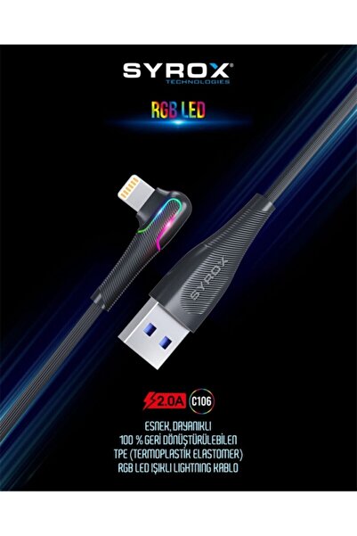 Genel Markalar Lightning Kablo RGB Led Işıklı C106