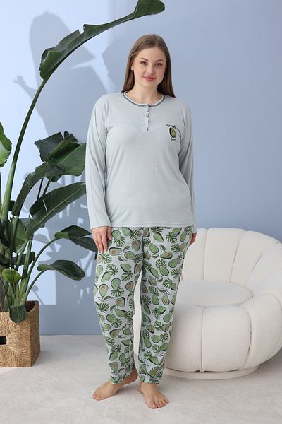 SEBOTEKS 100% Cotton Seasonal Fabric Large Size Women's Pajama Set 30100