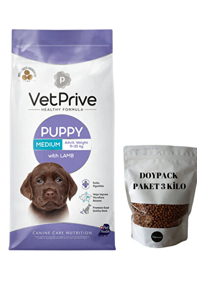 VetPrive Vet Prive Orta ve İri Irk Yavru Köpek Maması Kuzu Etli 3 KG DOYPACK ...