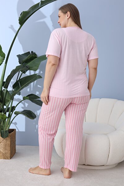 SEBOTEKS Women's 100% Cotton Short Sleeve Plus Size Women's Sleepwear Set 30200