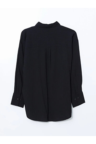 LC Waikiki LCWAIKIKI klasszikus fekete texturált oversize női ing