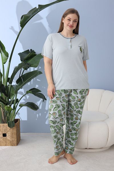 SEBOTEKS Women's 100% Cotton Short Sleeve Plus Size Women's Sleepwear Set 30200