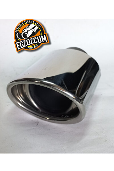 EGZOZCUM 51 Mm Tekli Krom Oval Yassı Kesik İçi Dolu Egzoz Ucu
