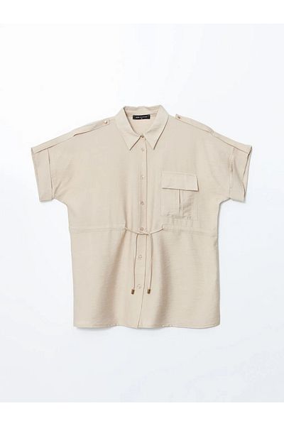 LC Waikiki Cămașă de damă LCW Comfort Beige Dobby Oversize