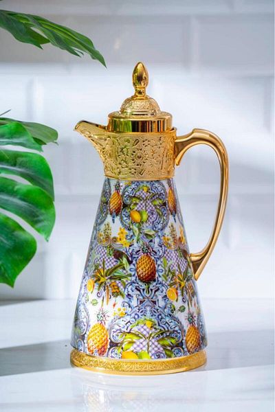 ACAR Dream Gold Pattern1 Porcelain Glass Thermos