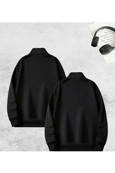 Berceste Butik Комбинация от влюбена двойка: Суитшърт с цип и щампа „Лъвска половинка“ в черно и бяло, комплект от 2 бр.