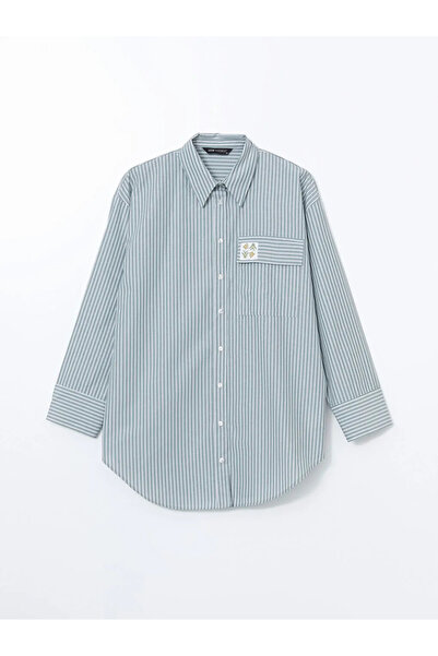 LC Waikiki LCW Modest Yeşil Çiçekli Oversize Kadın Gömlek Tunik