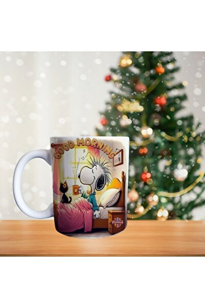Genel Markalar Snoopy - Günaydın Temalı - Sabah Kahvesi - Çizgi Film Karakteri Porselen Kupa