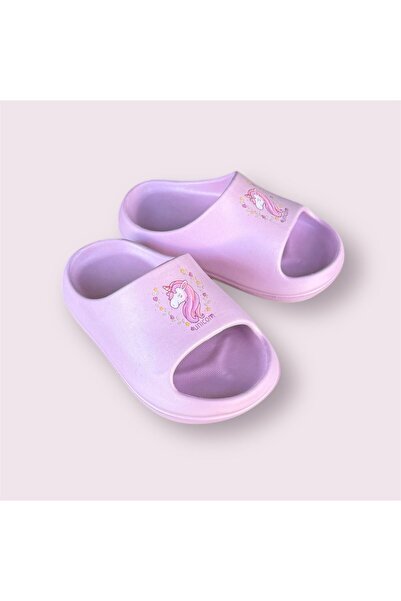 AkınalBella Girl Powder Unicorn Printed Lightweight Comfortable Beach Daily Slide Slippers