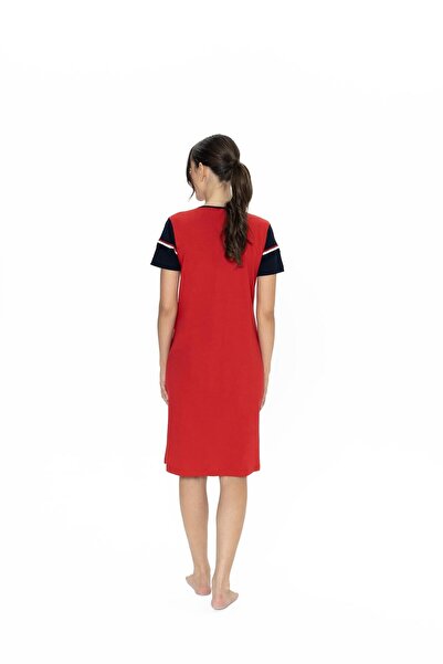 U.S. Polo Assn. Us Polo 100% Cotton, Women's Wide V-Neck, Short Sleeve, Midi Nightgown