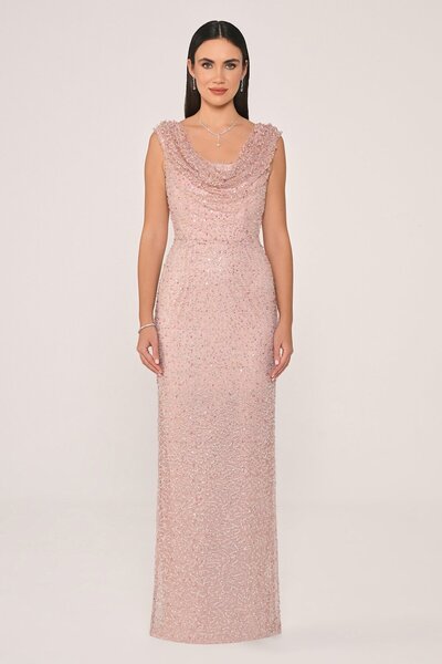 ALFABETA Degaje Yaka Payet Uzun Elbise