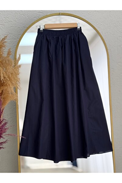 nizzell Oya Double Pocket Poplin Skirt-By5017 Navy Blue
