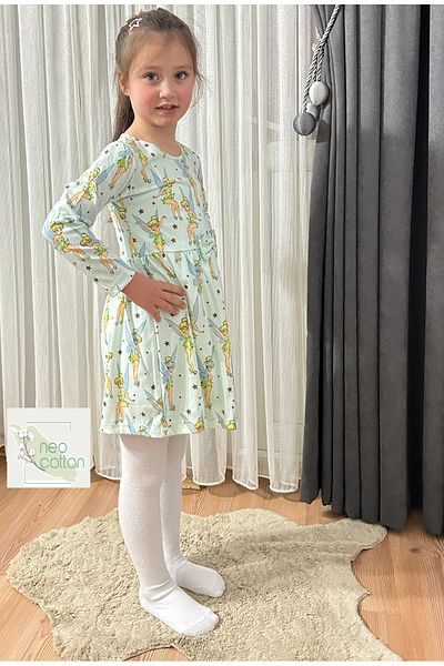 neocotton Rochie din bumbac pieptănat cu mânecă lungă pentru fetiță