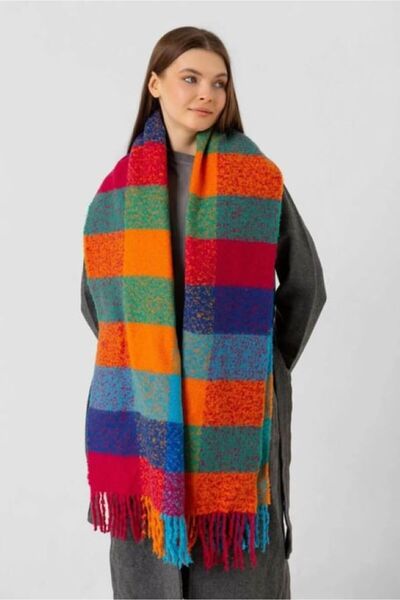 shieba outlet Rainbow Square Patterned Boucle Flux
