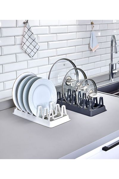 Dükkanönü 2 Pieces Raffy 6-Compartment Pot Lid Plate Organizer Organizer G-234
