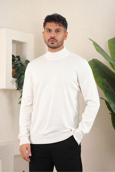 İDS COLLECTİON Pulover pentru bărbați, cu jumătate de gât țesut
