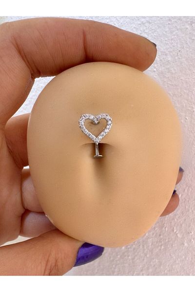 Arescollection Surgical Steel Zircon Stone Minimal Belly Piercing