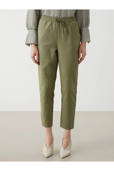 LC Waikiki Lcw Modest Green Women's Elastic Waist Pants