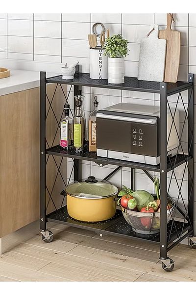 Generic Foldable Storage Rack 3 Layers With Wheels
