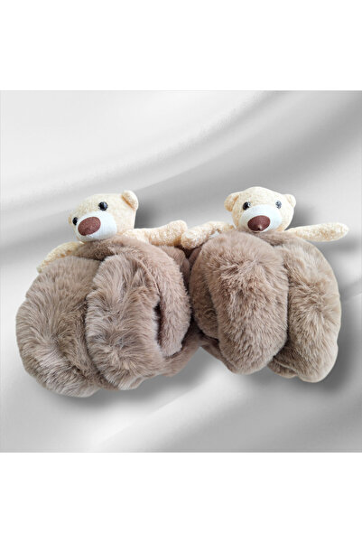 REBORN DESIGN Mink Color Foldable Furry Plush Headphones with Polar Teddy Bea...