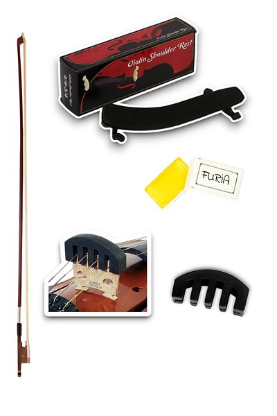 Furia 4/4 Full Size Violin Bow+Violin Pad+Silencer and Rosin with Gift