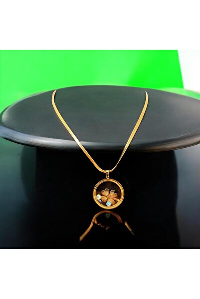 stainless steell Açılabilen çeyrek ve yoncalı kolye