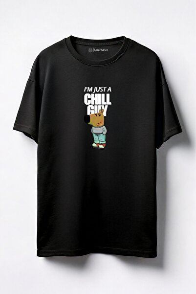 Merch&ice Ja sam jUST Chill Gui Baskılı Unisek Oversized majica