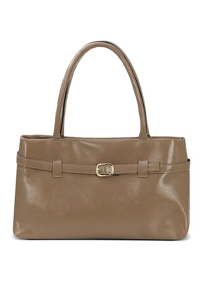 Tonny Black Original New Season Luxury Soft Leather Handbag and Shoulder Bag with Drawstring and Belt Detail Snap Fasteners