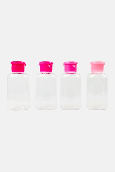 Miamica 4 Pcs Travel Bottle With Pouch Set 89 Ml, Pink