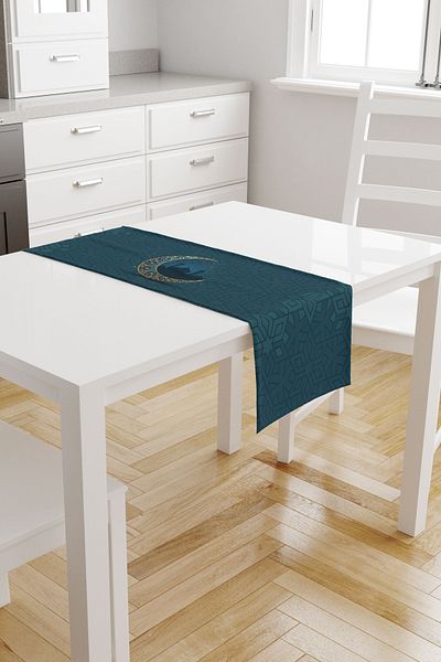 Moud's 40X140 Ramadan Pattern Suede Runner - Dart-Free and Stain-Proof Tablecloth