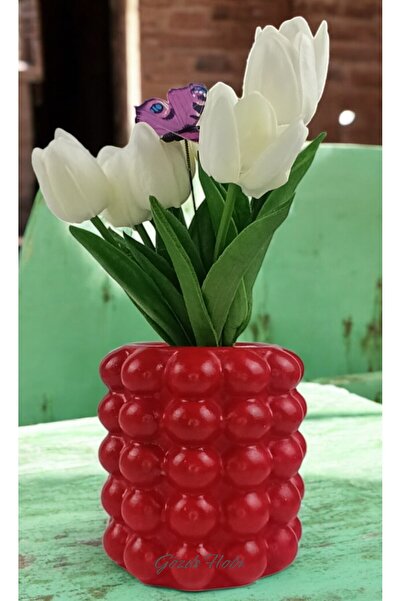 gözde hobi Gözdehobi Kırmızı Parlak Beş Baloncuklu Bubble Dekoratif Çiçeklik ...