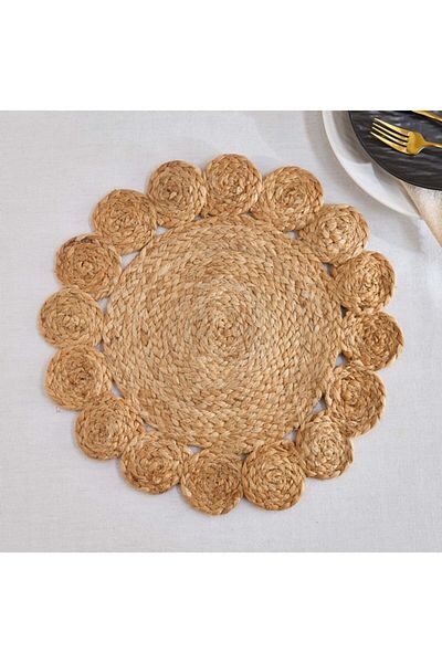 Home Box Grain Jute Scallop Round Placemat 38 cm