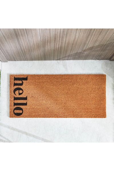 Home Box Hello Printed PVC Back Coir Doormat 45x100 cm