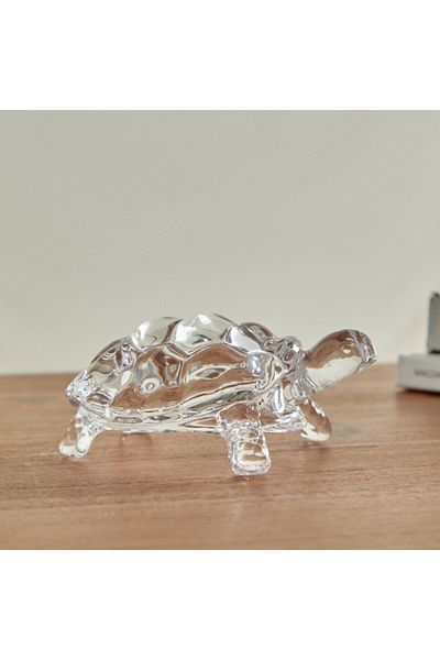 Home Box Vega Glass Tortoise Accent 11x7.8x4.8 cm