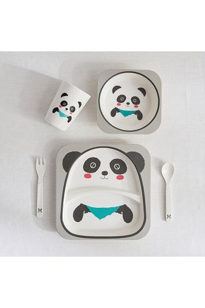 Home Box Panda 5-Piece Bamboo Dinner Set