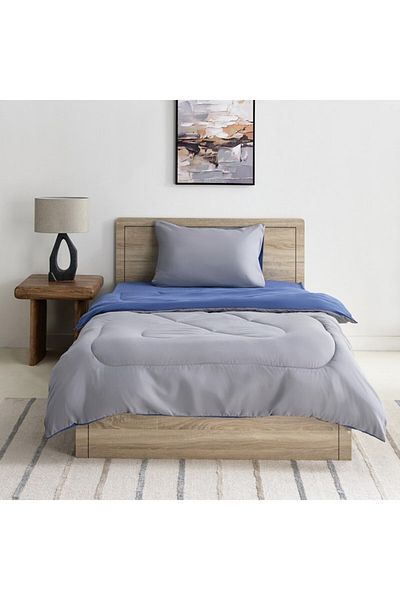 Home Box Derby 2-Piece Reversible Microfiber Single Comforter Set 135x220 cm