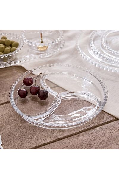 Home Box Merriam 3-Partition Beaded Serving Plate 23.3 cm