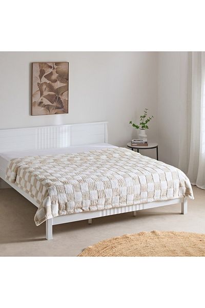 Home Box Breda Queen Check Jacquard Rabbit Fur Blanket 220x240 cm