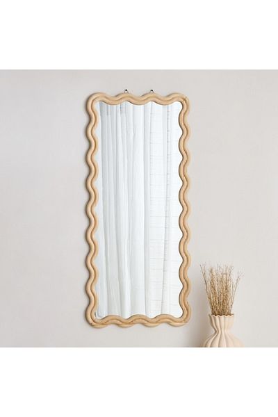 Home Box Lekisa Pine Wood Wavy Mirror 120x54 cm