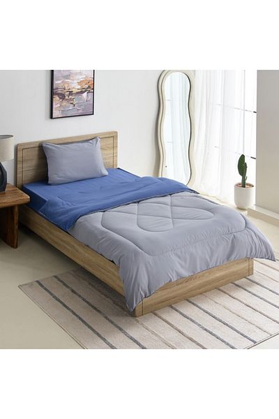 Home Box Derby 2-Piece Reversible Microfiber Twin Comforter Set 160x220 cm