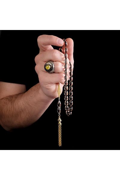 TESBİHCİBABA Transparent Structure Physio Tassel Clamping Amber Rosary