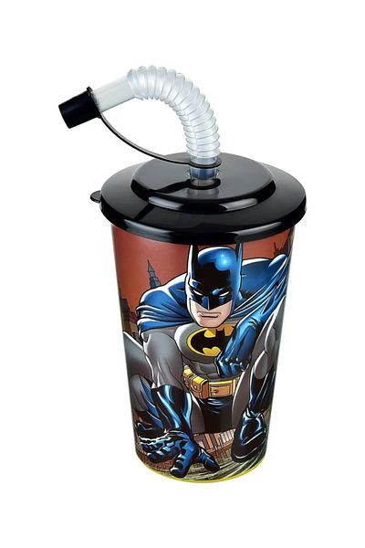 Batman 400 ml Glass with Lid and Straw