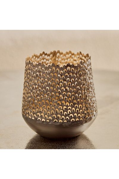 Home Box Corlie Metal Peacock Cutwork Votive Candleholder 14x14x15 cm