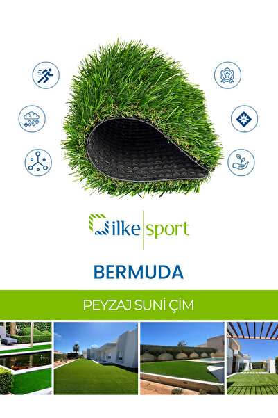 ilkesport Suni Çim, Yapay Çim Halı, Bermuda, 35mm Peyzaj, Bahçe, Balkon, Salo...