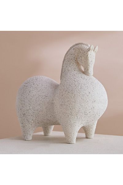 Home Box Verdant Polyresin Roman Horse Accent in Sand Finish 19.5x11x18.4 cm
