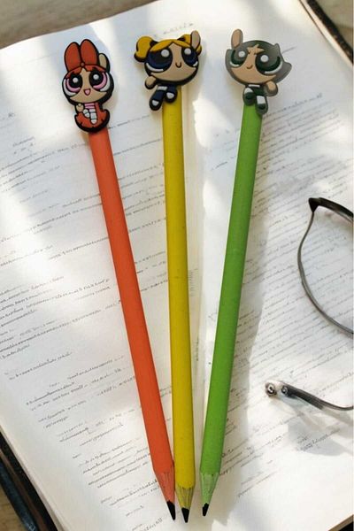 CA COLOURS ACCESSORİES I LOVE ACCESSORİES Jibbitz 3D Fun Pencil Set with Powerpuff Emoji