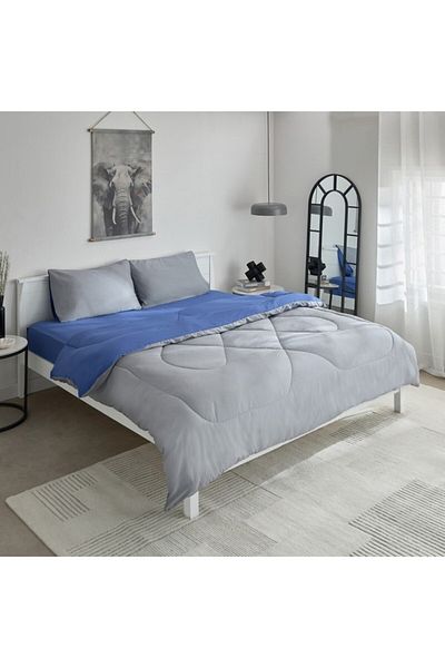 Home Box Derby 3-Piece Reversible Microfiber Queen Comforter Set 200x230 cm
