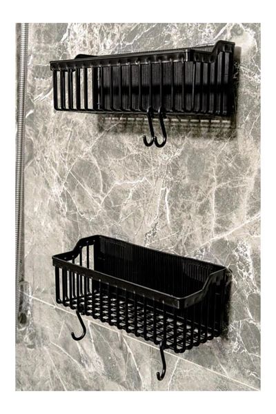 PANJI 2 Pack Organizer μπάνιου - Αυτοκόλλητο και Organizer ράφι ντους, θήκη σαμπουάν, πλαστικό