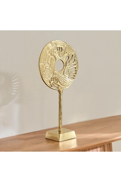 Home Box ديكور طاولة Popin المصنوع من الألومنيوم على شكل طاووس مقطوع مقاس 24x10x46 سم